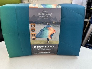 lot 145 image: New Vintage Weatherproof Blanket - Wearable with Removable Hood if want to use as jacket - 54 x 72 Rainbow Multi Color