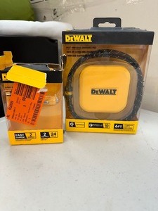 lot 123 image: Dewalt Carport Charger, Charging Cable, and WIreless Phone Charging Pad