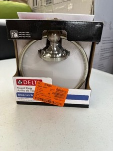 lot 262 image: Delta Bathroom Towel Ring - Greenwhich Collection - Brushed Nickel Finish #138274 With Easy Clip Install