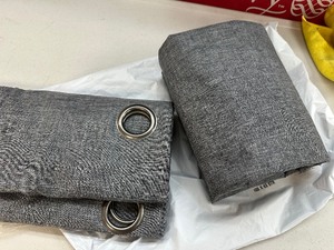lot 138 image: New 2 Pack Sun Zero Pratt Tonal Texture Fleece Insulated 100% Blackout Window Curtains 100 x 63 - Gray