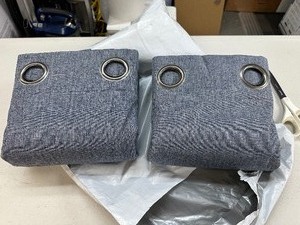 lot 263 image: New 2 Pack Sun Zero Pratt Tonal Texture Fleece Insulated 100% Blackout Window Curtains 100 x 84 Navy Blue     Marked # 1