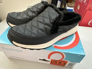lot 160 image: New Womens Baretraps Gemma Spring  Winter Faux Fur Lined Shoes  Mules  Slippers Size 8.5 Black