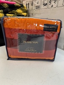lot 269 image: New Pendleton California  Cal King Size 4 Piece Flannel Sheet Set - National Park Stripe Grand Canyon - Retail $189