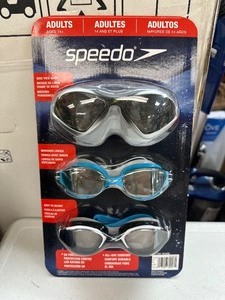 lot 94 image: New&nbsp3 Pack Swimming Goggles by Speedo, Adult Ages 14, Anti-Fog  Mirrored Lenses  UV Protect 