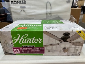 lot 96 image: Hunter Reveille 60 in. LED Indoor Noble Bronze Ceiling Fan with Light and Remote