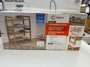 lot 95 image: New 2 Pack of TRINITY Bamboo 2-tier Shoe Racks