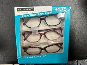 lot 279 image: 3 Pack of Design Optics By Foster Grant Fashion Reading Glasses 1.75 Open Box New