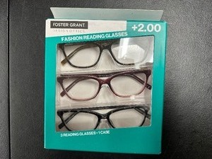 lot 277 image: 3 Pack of Design Optics By Foster Grant Fashion Reading Glasses 2.00 Open Box New
