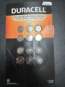 lot 276 image: 12 Pack of Duracell 2032 Batteries 11 Sealed one opened, Works With Apple Airtag
