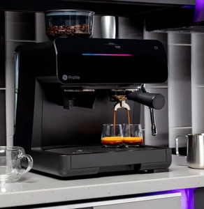 lot 5 image: GE Profile Smart Wifi Enabled Semi Automatic Espresso Machine  Frother Retail $579 Open Box Customer Return Like New Tested Works