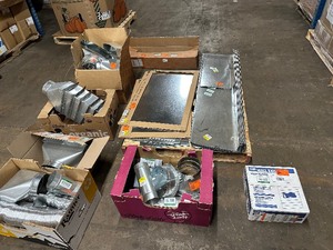 lot 351 image: Large Lot of HVAC Supply Sheet Metal, Connections, Vent Connections, Vents Etc - See Pictures