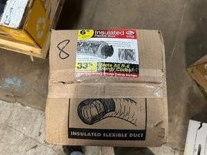 lot 346 image: Master Flow F6IFD6X300 R6 Insulated Flexible Duct, 6 in, 25 ft L, Fiberglass, Silver Marked # 8