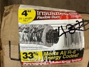 lot 352 image: Master Flow R6 Insulated Flexible Duct, 4 in, 25 ft L, Fiberglass, Silver Marked # 4
