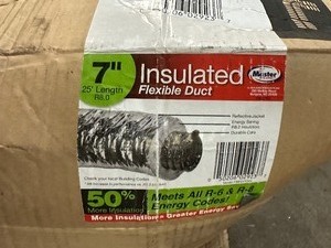 lot 355 image: Master Flow 7 In. X 25 Ft. Insulated Flexible Duct R8 Silver Jacket F8IFD7X300 Marked # 1