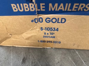 lot 362 image: New 250 Pack of Uline Bubble Mailer #00 Gold Part S-10534 5 x 10 Marked # 7