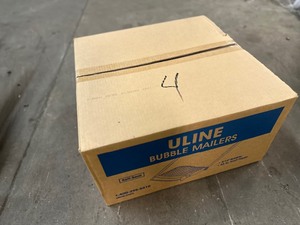 lot 360 image: New 250 Pack of Uline Bubble Mailer #00 Gold Part S-10534 5 x 10 Marked # 4