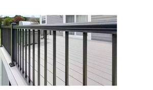 lot 104 image: Qty 2 Sections Aria Railing Powder Coated Aluminum Preassembled Deck Railing 36 in. x 8 ft  91.31 in. - Black Retail $496