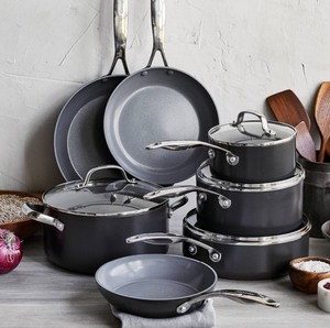 lot 10 image: GreenPan Valencia Pro Hard Anodized 11 Piece Cookware Pots and Pans Set, Ceramic Nonstick retail $399