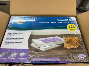 lot 322 image: 3 Pack Scoop Free Disposable Crystal Litter Tray for CATS