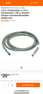 lot 341 image: 10 Pack  New Case Plumb Shop Stainless Steel Braided Plumbing 96 14 x 14 Comp Connection Lines Model PLS0-96IM P