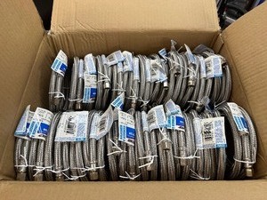 lot 339 image: 25 New Plumb Shop Stainless Steel Braided Plumbing 72 14 x 14 Comp Connection Lines Model PLS0-72IM F