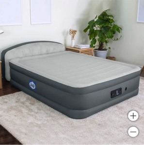 lot 54 image: New SEALY AlwayzAire Tough Guard Quilted Topper Air Mattress, Queen - With built in Air Pump Retail $150