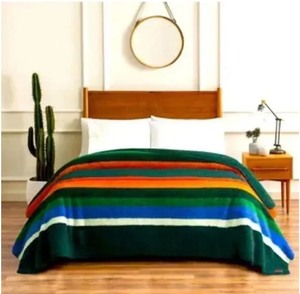 lot 62 image: Pendleton Luxurious Queen Sherpa Fleece Blanket, Evergreen Stripe new