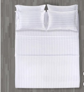 lot 65 image: Wholistic Supima Cotton 400 Thread Count 6-Piece Sheet Set (Stripes Frost Gray, Queen)