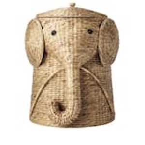 lot 305 image: Home Decorators Collection Elephant Natural Woven Wood Laundry Room Hamper Basket with Lid
