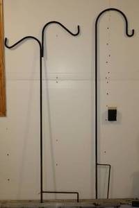 lot 141 image: Lawn & Garden Decor54 and 48 Heavy Metal Wrought Iron Plant Bird Feeder DoubleSingle Hook Arbors