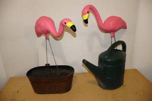 lot 148 image: Lawn & Garden DeCor...Pink Flamingo Blow Molds, Planters