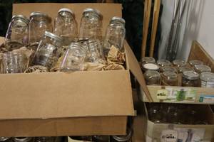 lot 107 image: Large Amount(Approx. 8-Doz.) Canning Jars with Assorted Sizes and Brands...