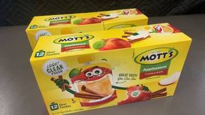 ID 5 - Motts Applesauce Cinnamon Flavor - Pack of 2 Boxes with 12 Pouches Each