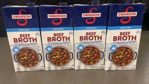 Set of 4 Swanson Unsalted Beef Broth (32 oz Each)