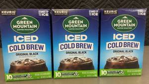 Set of 3 Green Mountain Iced Cold Brew Original Black Coffee K-Cup Pods - 30 Total Pods