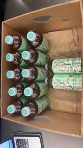 2.7 - Lot of 12 Arizona Green Tea Bottles with Ginseng and Honey - 34 fl. oz Each