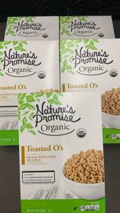Set of 5 Natures Promise Organic Toasted Os Cereal - Whole Grain Oat Cereal