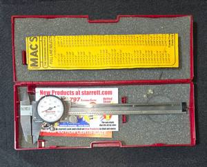 lot 113 image: Starrett 120A-6 Dial Caliper with Inspection Certificate and Case