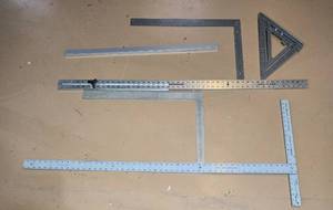lot 135 image: Lot of Measuring Squares and Rulers - Includes Mayes and Stanson Tools