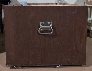 lot 307 image: Wooden Storage Box with Metal Handle and Lid