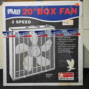 lot 322 image: Galaxy 20-Inch Box Fan Model 3723 - 3 Speed - untested in original box