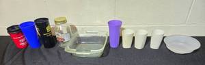 lot 328 image: Collection of 8 Glass and Plastic Cups and Bowls