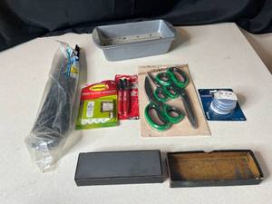 lot 221 image: Crafting and DIY Supplies Lot including Scissors, Markers, and Bakeware