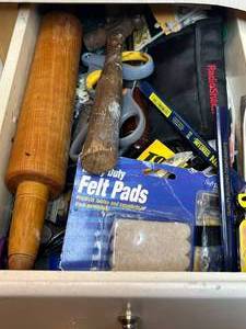 lot 223 image: Assorted Hand Tools, Felt Pads, and Electrical Test Leads