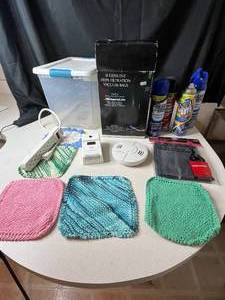 lot 235 image: Household Supplies Lot Including Vacuum Bags, Cleaners, and Coasters - content quantites unverifiedi