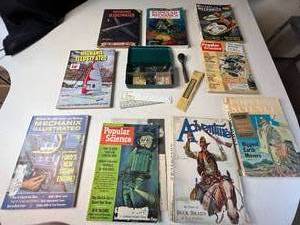 lot 345 image: Collection of Vintage Magazines and Assorted Tools