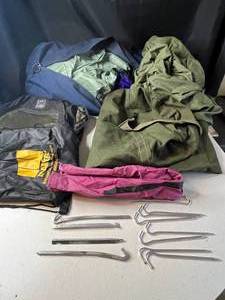 lot 359 image: Camping Gear Lot with Tent Stakes and Storage Bags - Multiple Brands