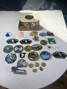 lot 367 image: Collection of Military Patches and Medals with Storage Box