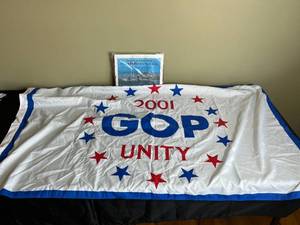 lot 287 image: 2001 GOP Unity Flag and American Flag Dedicated to the National Guard