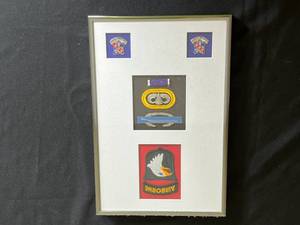 lot 390 image: Framed Military Patches and Insignia Set